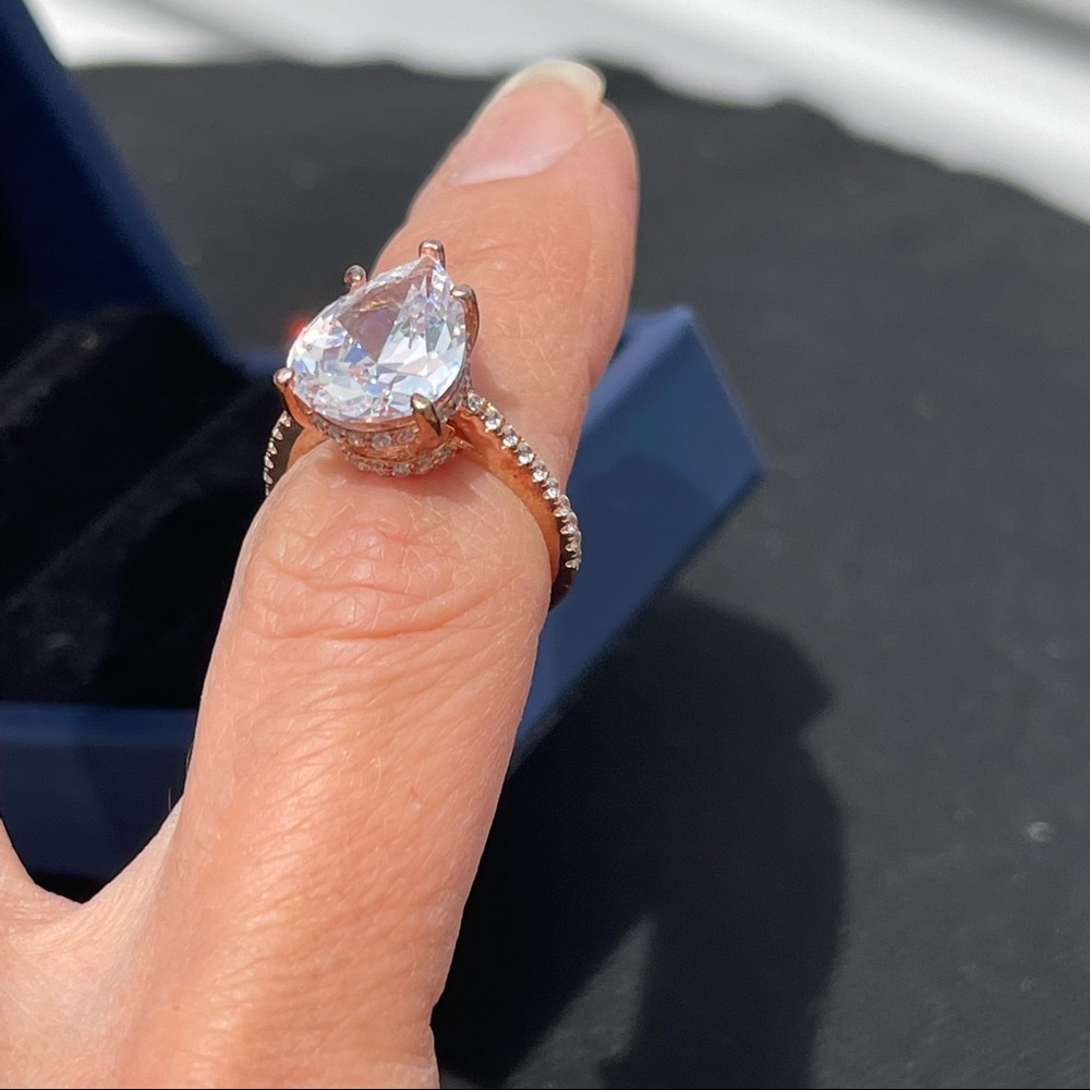 🌟🌟SOLD ITALO JEWELRY rose gold classic PEAR engagement ring brilliant stobox 6 - Picture 5 of 15